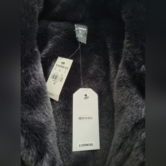 NEW NWT Beautiful Express reversible faux fur and leather coat-Black-XS - Picture 2 of 4